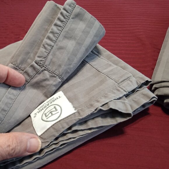 2 Flat Sheets 100% Cotton Threadmill Twin XL Grey 600 Thread Count Damask Stripe - Picture 5 of 9